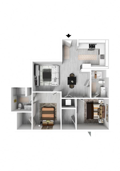 a floor plan of a house with a bedroom and a living room